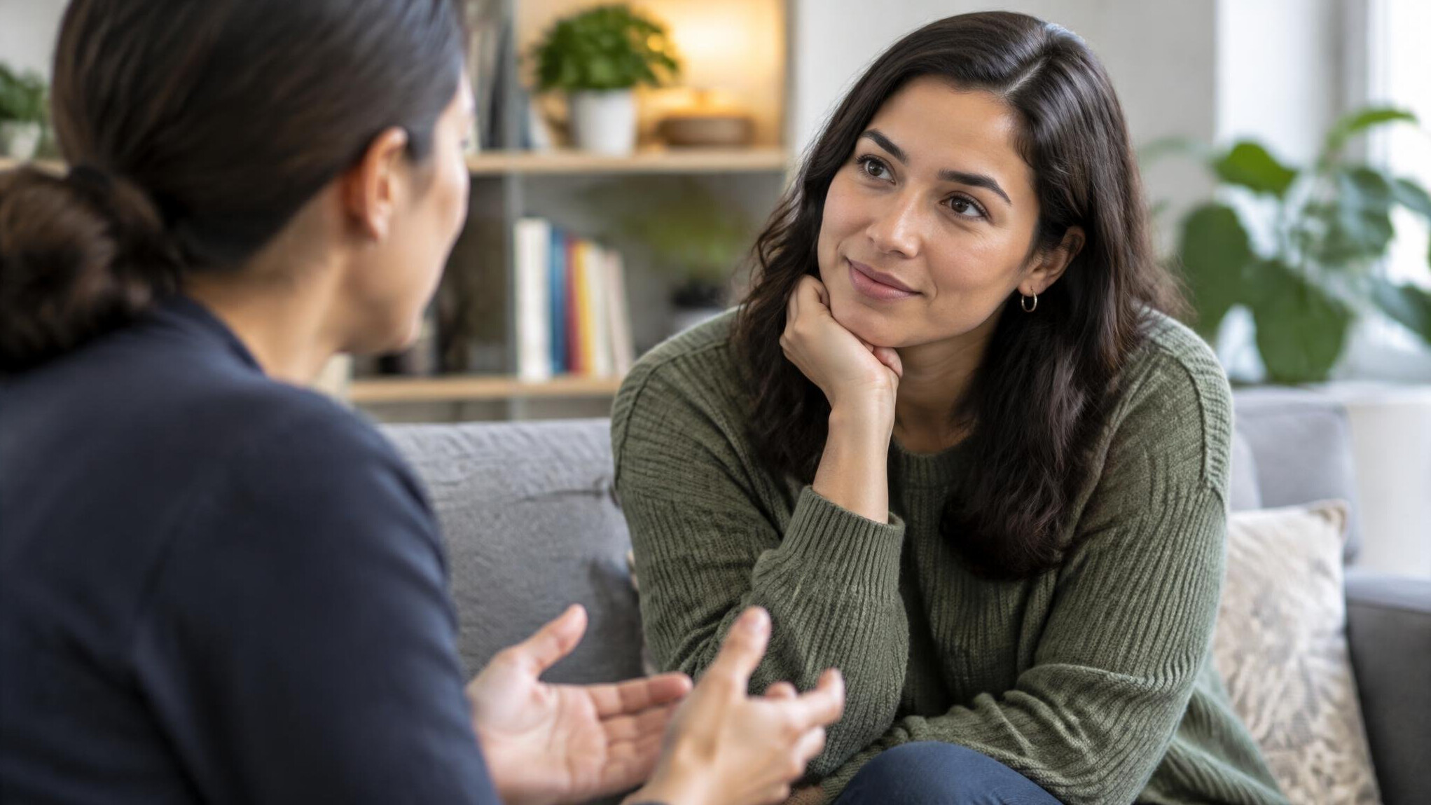 person listening attentively in conversation