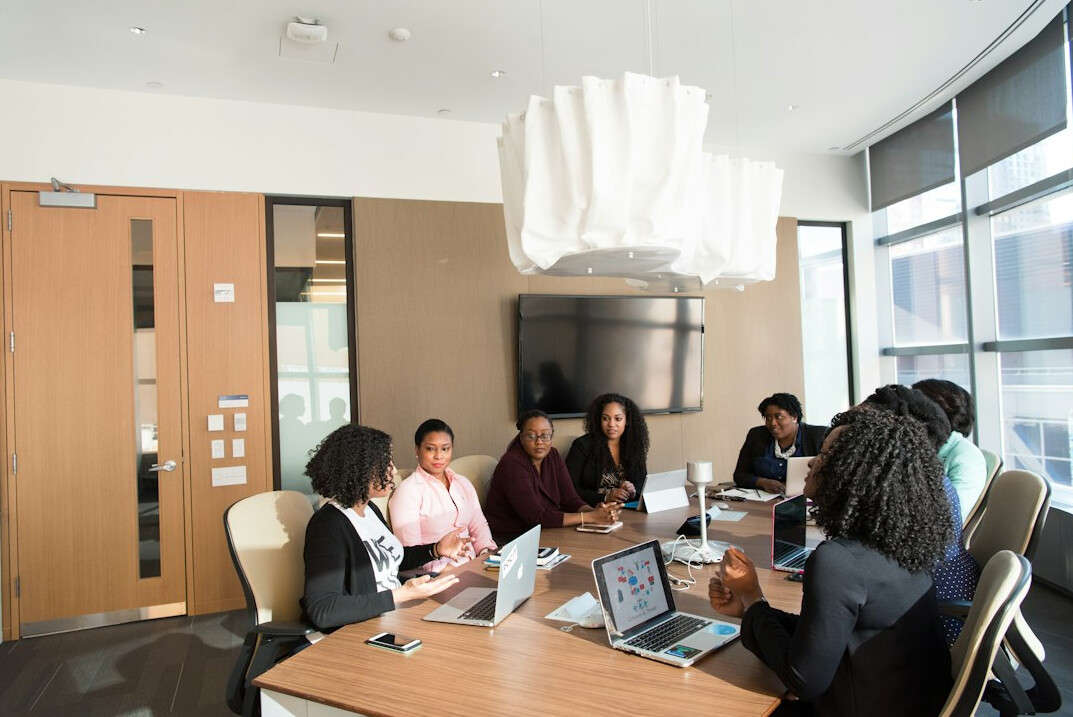 group discussion in room