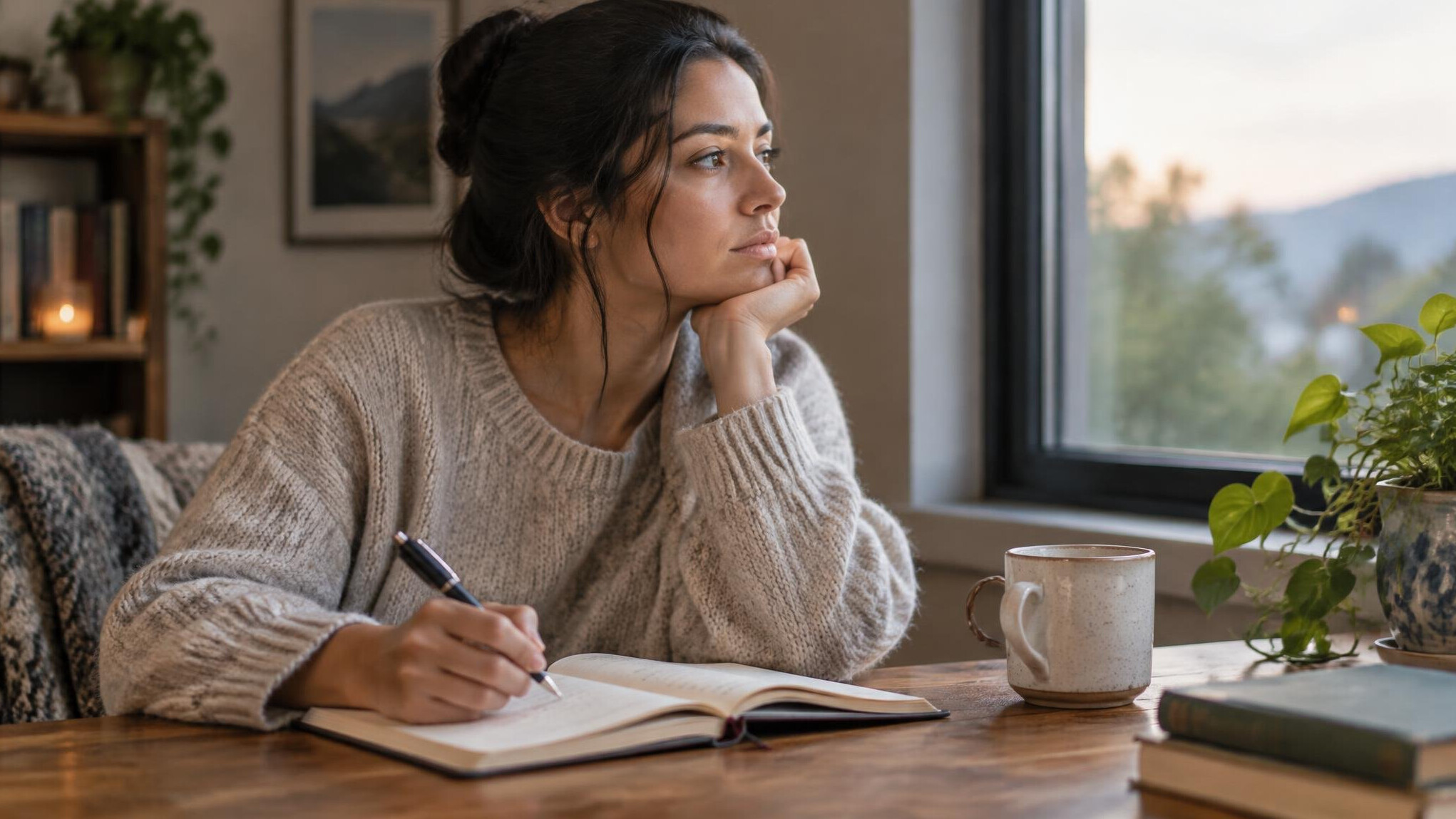 woman writing in journal